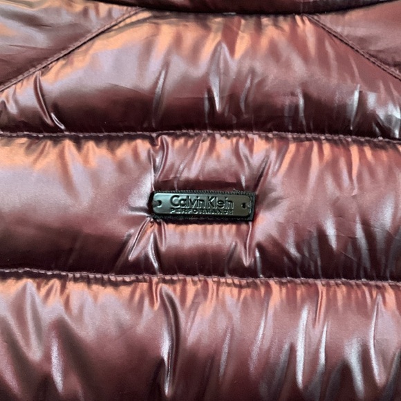 CALVIN KLEIN Performance Burgundy Metallic Down Puffer Coat S - Picture 9 of 9